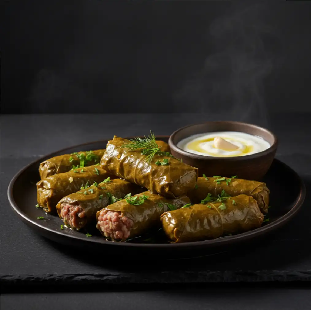 Долма с чесночным соусом